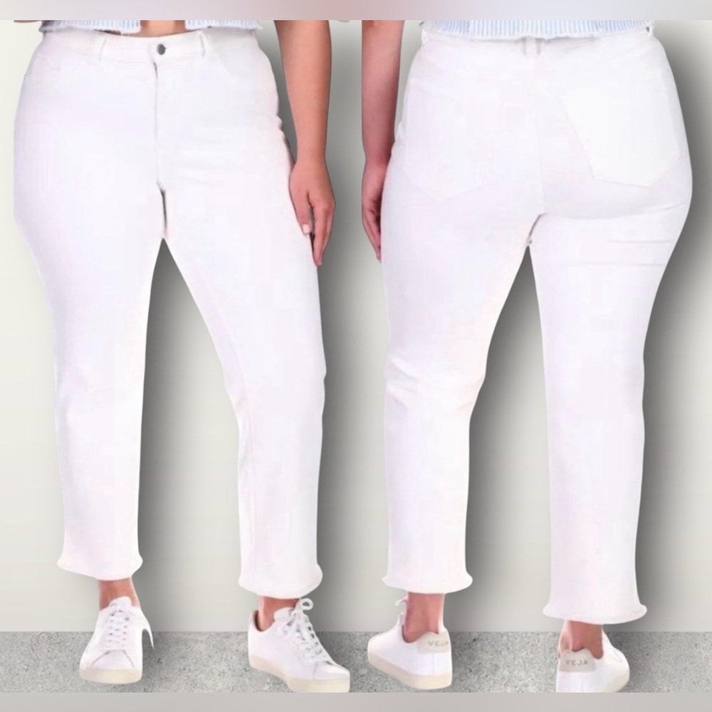 DL1961 Mara Straight Mid Rise Instasculpt Ankle Jeans Milk White Plus Size 18W‎